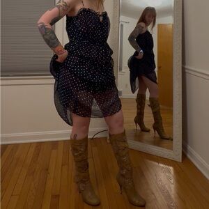 Vintage Union Made Polka Dot Blue White Red Maroon Dress Small Medium